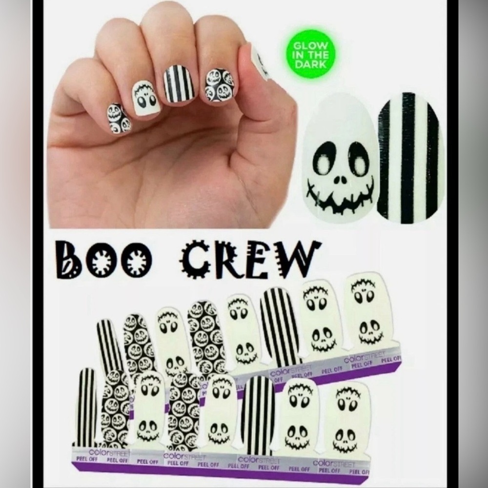 Color Street BOO CREW Real Nail Polish Strips GLOW IN THE DARK Halloween RETIRED